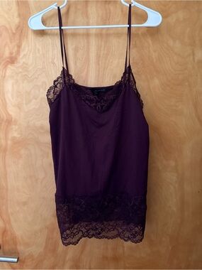 White House Black Market Plum Lace-Trim Tank Top